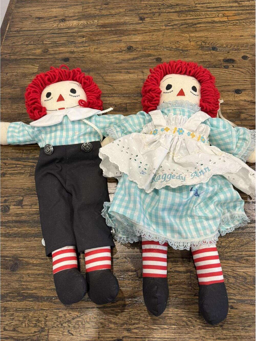 Vintage Raggedy Ann & Andy Cloth Dolls Set